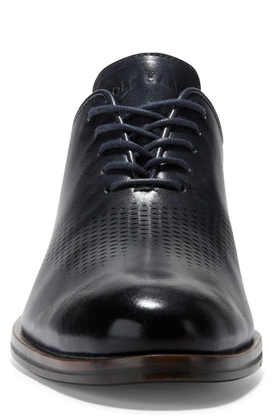 Shop Cole Haan Washington Grand Laser Plain Toe Wholecut Shoe In Navy Ink