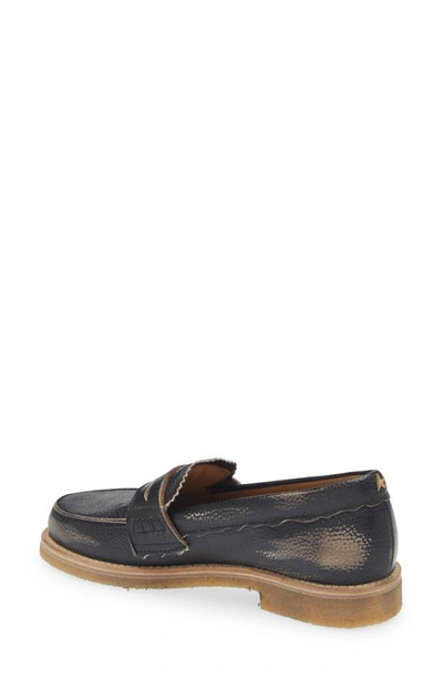 Shop Golden Goose Jerry Grained Leather Penny Loafer In Black