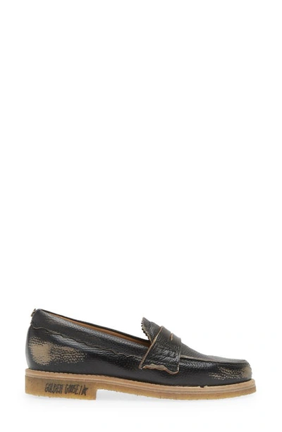 Shop Golden Goose Jerry Grained Leather Penny Loafer In Black