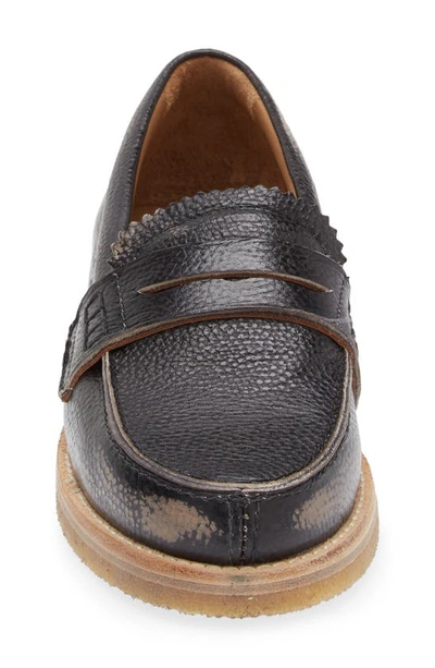 Shop Golden Goose Jerry Grained Leather Penny Loafer In Black