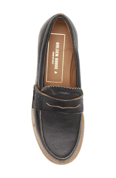 Shop Golden Goose Jerry Grained Leather Penny Loafer In Black