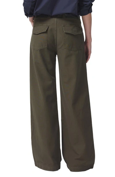 Shop Citizens Of Humanity Paloma High Waist Wide Leg Twill Utility Trousers In Tea Leaf