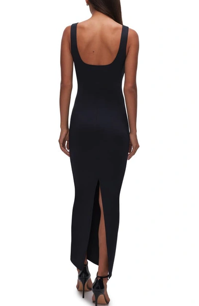 Good American Scuba Sleeveless Maxi Dress In Black In Black