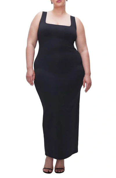 Good American Scuba Sleeveless Maxi Dress In Black In Black