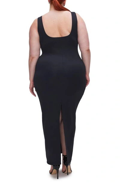 Good American Scuba Sleeveless Maxi Dress In Black In Black