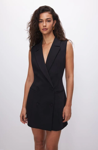 Shop Good American Luxe Sleeveless Blazer Minidress In Black001
