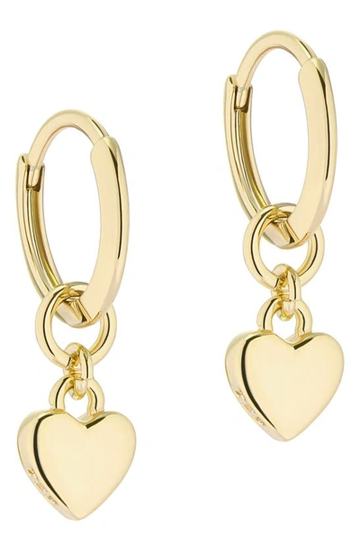 Shop Ted Baker Tiny Heart Huggie Drop Earrings In Gold Tone