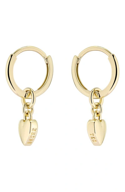 Shop Ted Baker Tiny Heart Huggie Drop Earrings In Gold Tone