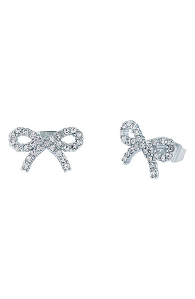 Shop Ted Baker Tarlay Twinkle Bow Stud Earrings In Silver Tone Clear Crystal