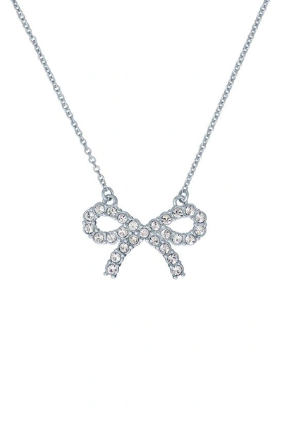 Shop Ted Baker Talulat Twinkle Bow Pavé Pendant Necklace In Silver Tone Clear Crystal