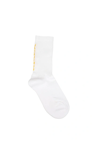 Shop Jacquemus Socks Cotton White Yellow