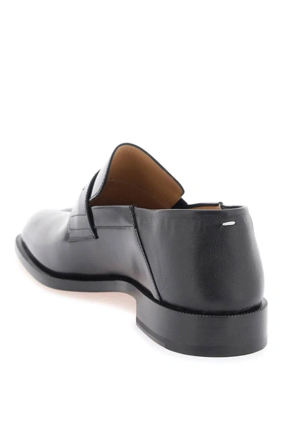 Shop Maison Margiela Brushed Leather Tabi Loafers In Black