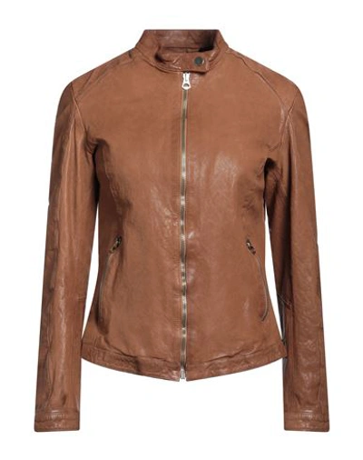 Shop Masterpelle Woman Jacket Brown Size 8 Soft Leather