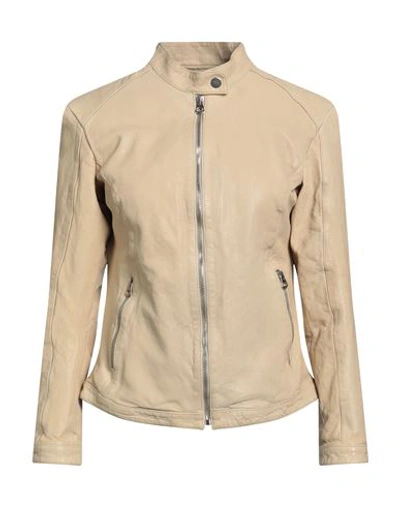 Masterpelle Woman Jacket Beige Size 4 Soft Leather In Beige