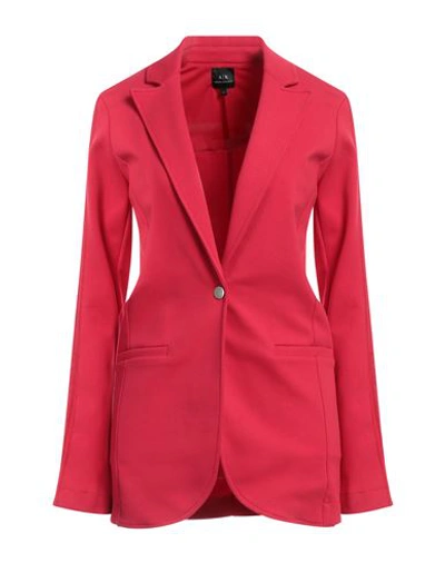 Shop Armani Exchange Woman Blazer Red Size Xs Cotton, Polyamide, Elastane