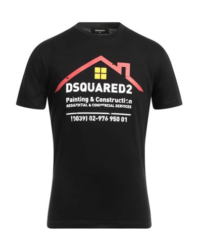 Shop Dsquared2 Man T-shirt Black Size L Cotton