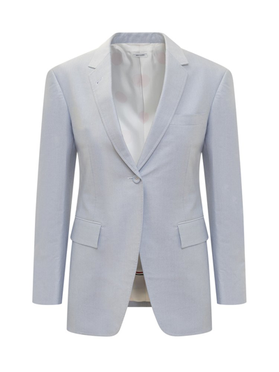 Shop Thom Browne Buttoned Blazer In Blue