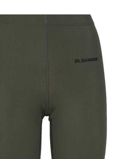 Shop Jil Sander Leggings With Printed Logo In Green