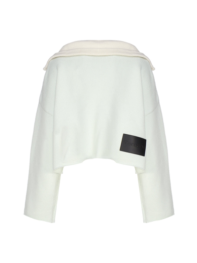 Shop Jw Anderson Zip-up Sweater In White, Green