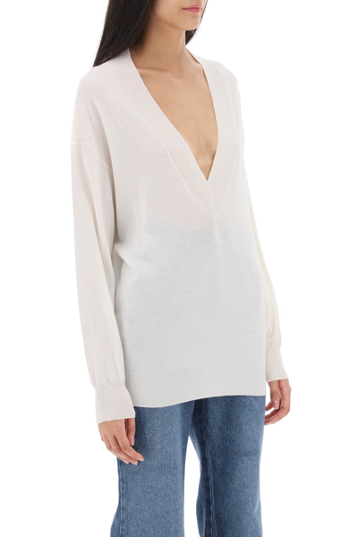 Shop Tom Ford Sweater In Cashmere And Silk In Chalk (white)