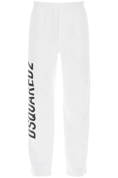 Shop Dsquared2 Logo Print Sweatpants In White (white)