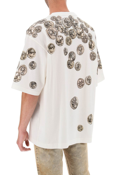 Shop Dolce & Gabbana Coins Print Oversized T-shirt In Monete Grandi F Bco (white)