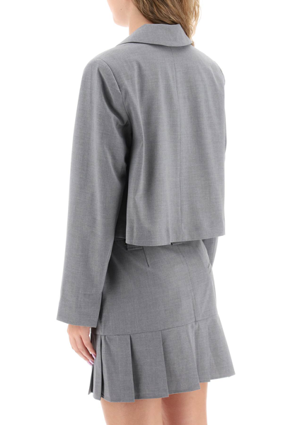 Shop Ganni Cropped Single-breasted Jacket In Paloma Melange (grey)