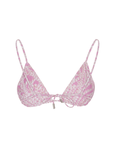 Shop Givenchy Pink And White Printed Bikini Top In Rosa