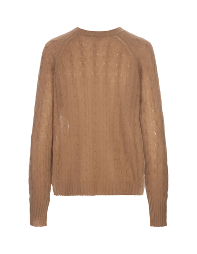 Shop Etro Beige Braided Cashmere Sweater In Marrone