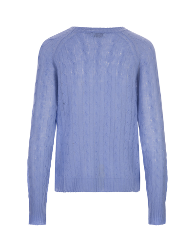 Shop Etro Light Blue Braided Cashmere Sweater