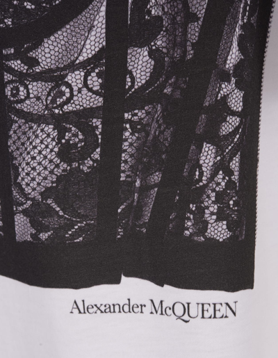 Shop Alexander Mcqueen Lace Corset T-shirt In White In Bianco