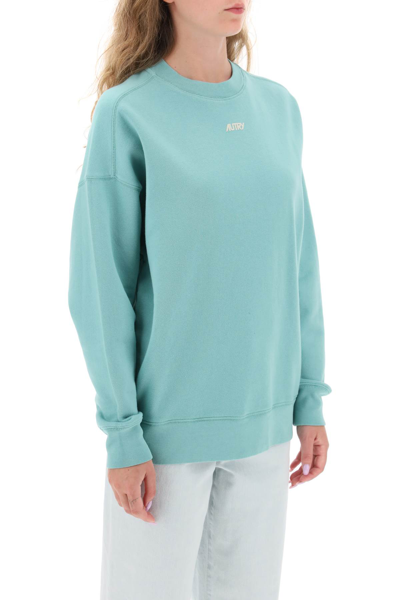 Shop Autry Crew-neck Sweatshirt With Logo Print In Malachite (green)
