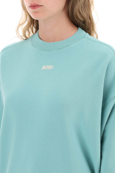 Shop Autry Crew-neck Sweatshirt With Logo Print In Malachite (green)
