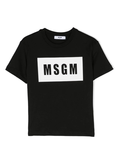 Shop Msgm Box Logo T-shirt In Black In Nero