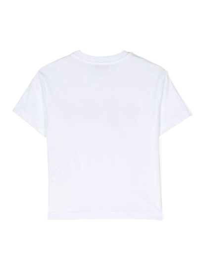 Shop Msgm White T-shirt With Brushed Logo In Bianco