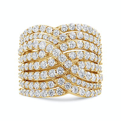 Shop Haus Of Brilliance 10k Yellow Gold 3.0 Cttw Diamond Eight-row Bypass Crossover Statement Band Ring