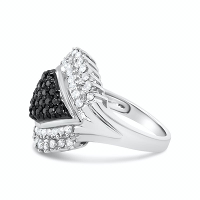 Shop Haus Of Brilliance .925 Sterling Siler 1.00 Cttw White And Black Diamond Cluster Evil Eye Ring In Grey