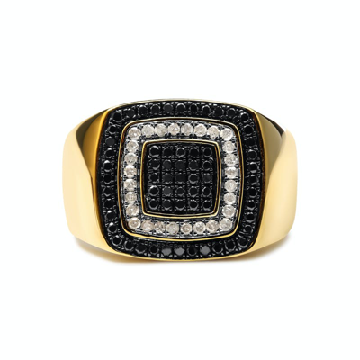 Shop Haus Of Brilliance Men's 14k Yellow Gold Plated .925 Sterling Silver 3/4 Cttw White And Black Diamond Ring Band (treate