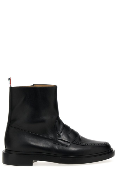 Shop Thom Browne Penny Loafer Ankle Boots In Black