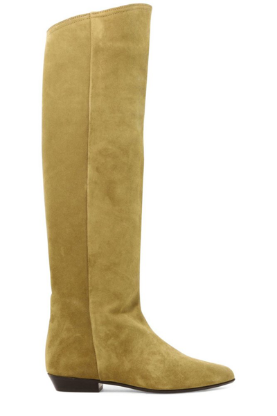 Shop Isabel Marant Pointed Toe City Boots In Beige