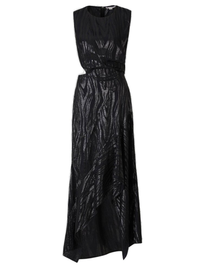 Shop Stella Mccartney Woodgrain Embossed Asymmetrical Dress In Black