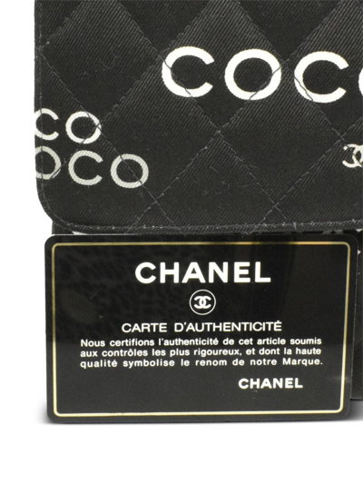 Pre-owned Chanel 2002 Coco-print Double Flap Shoulder Bag In Black