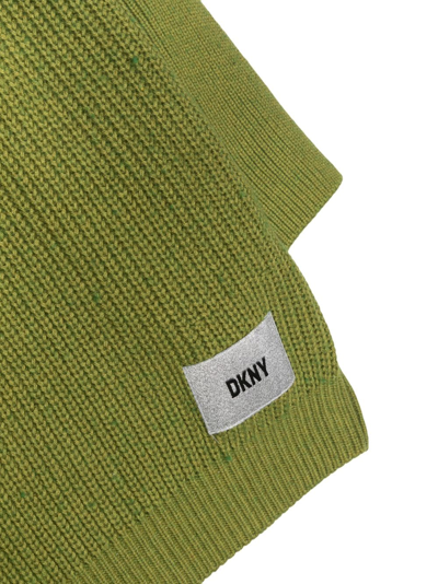 Shop Dkny Logo-patch Knitted Jumper In Green