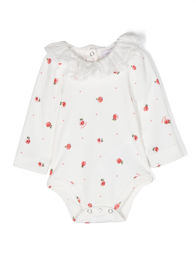 Shop Monnalisa Ruffle-detail Babygrow Set In White