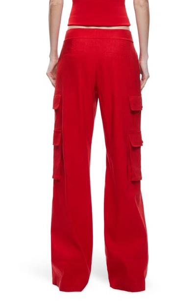 Shop Alice And Olivia Hayes Wide Leg Linen Blend Cargo Pants In Cinnamon
