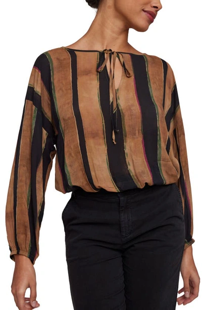 Shop Bella Dahl Tie Neck Top In Golden Stripes Print