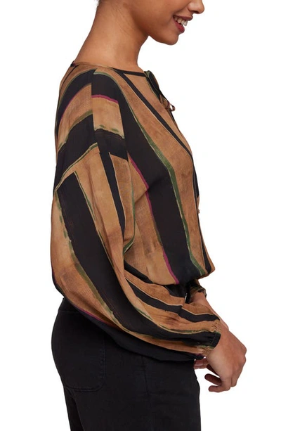 Bella Dahl Tie Up Pullover Top In Golden Stripes Print