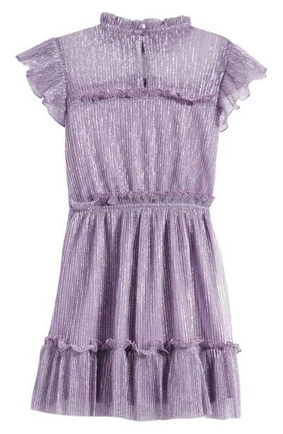 Shop Bcbg Kids' Metallic Ruffle Sequin Party Dress In Lavender