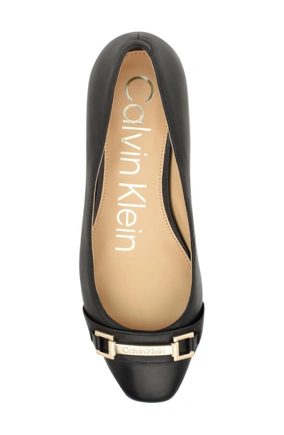 Shop Calvin Klein Crystil Flat In Black Leather