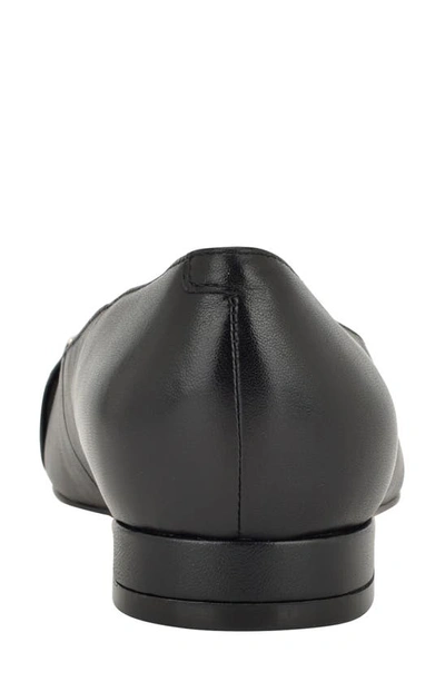 Shop Calvin Klein Crystil Flat In Black Leather